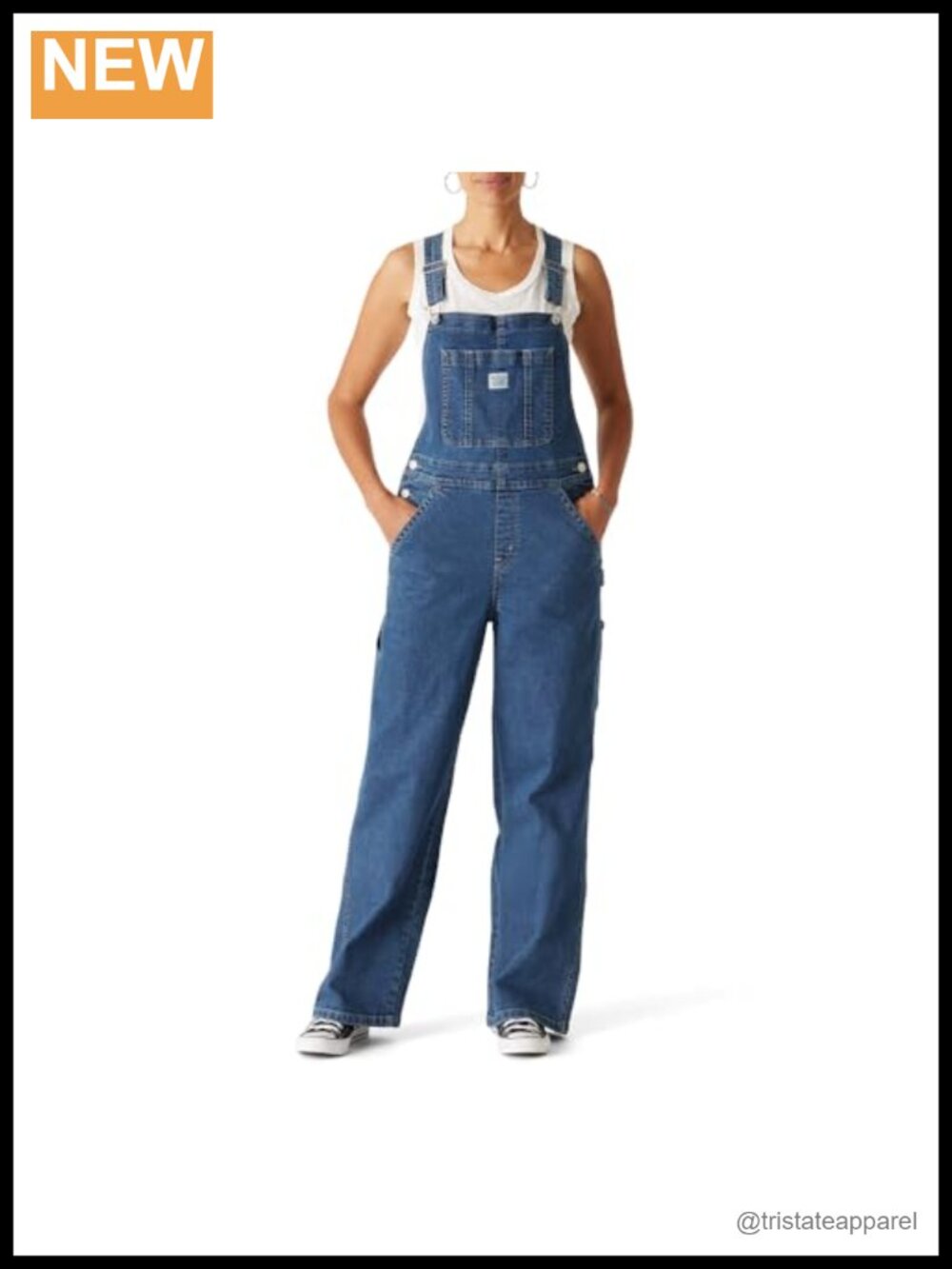 Women's 90's Heritage Stretch Denim Overalls Slim Fit 5-Pocket